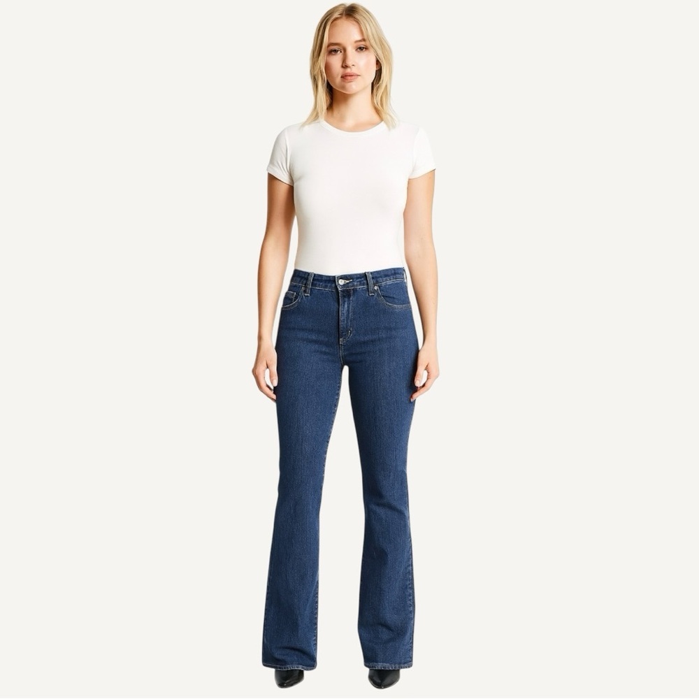 David Kahn Lauren Bootcut Jeans Size 8 Made in USA Stretch Indigo Y2K